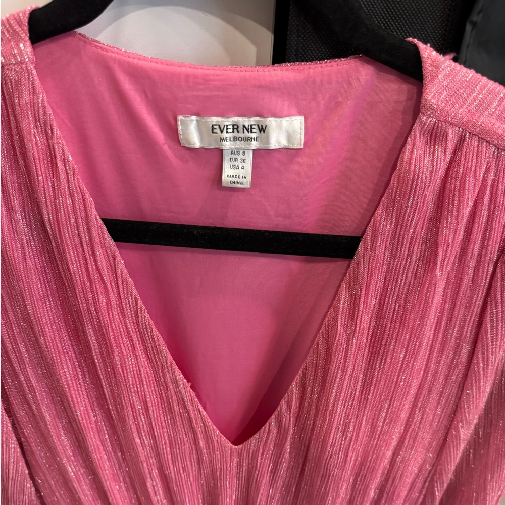 Pink V-Neck Ruffle Dress - Picture 2 of 4